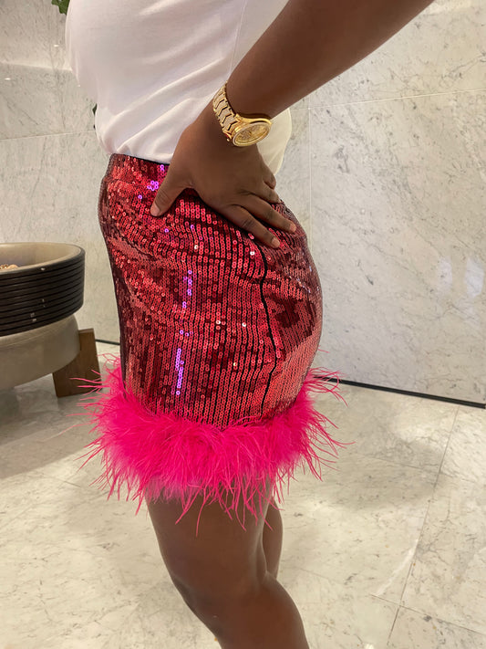 Sequin skirt pink