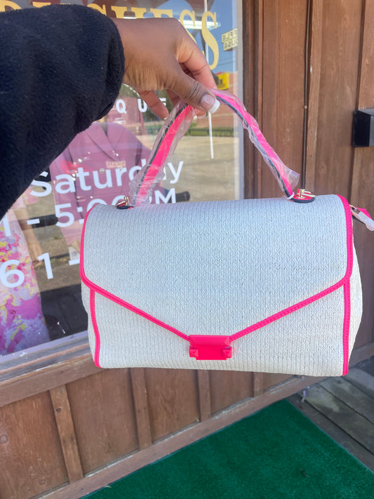 Pink trim handbag